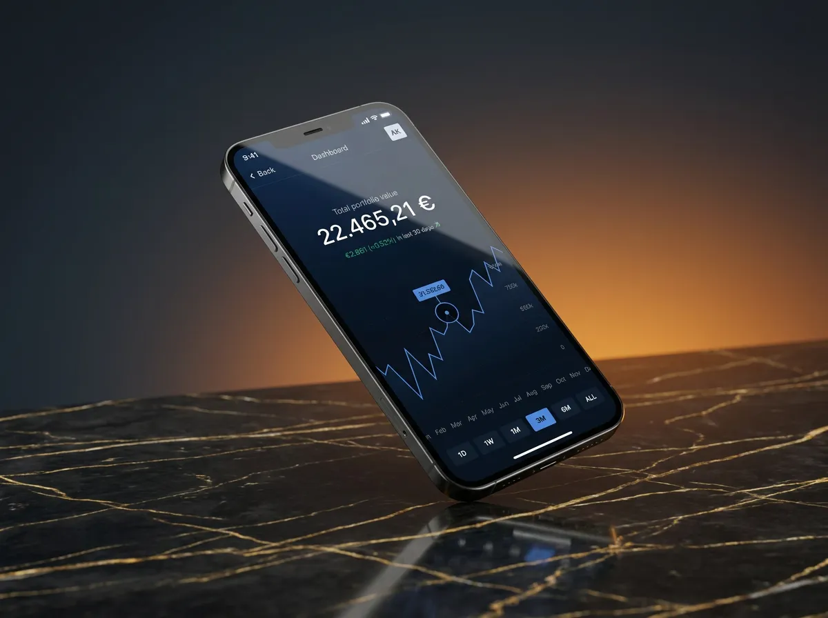 Investment portfolio charts on a mobile device